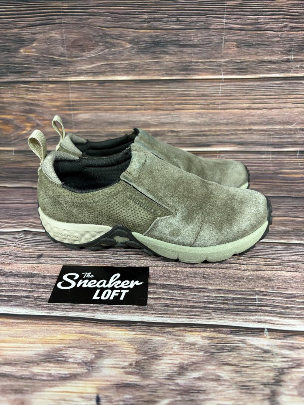 Merrell Jungle Moc Women's Dusty Olive Suede Slip On Hiking Shoes Size 8